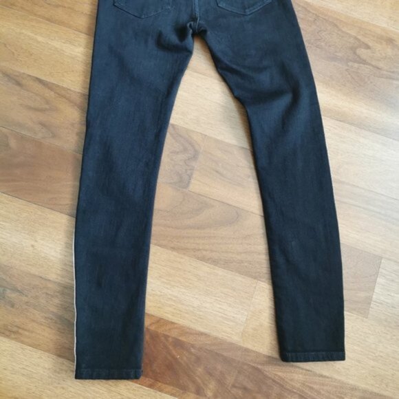 WT Zara black high rise striped skinny jeans - Picture 4 of 6